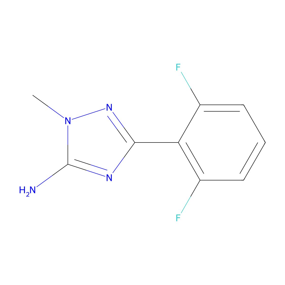 3-(2,6-difluorophenyl)-1-methyl-1H-1,2,4-triazol-5-amine molecular structure, CAS 1565998-64-2