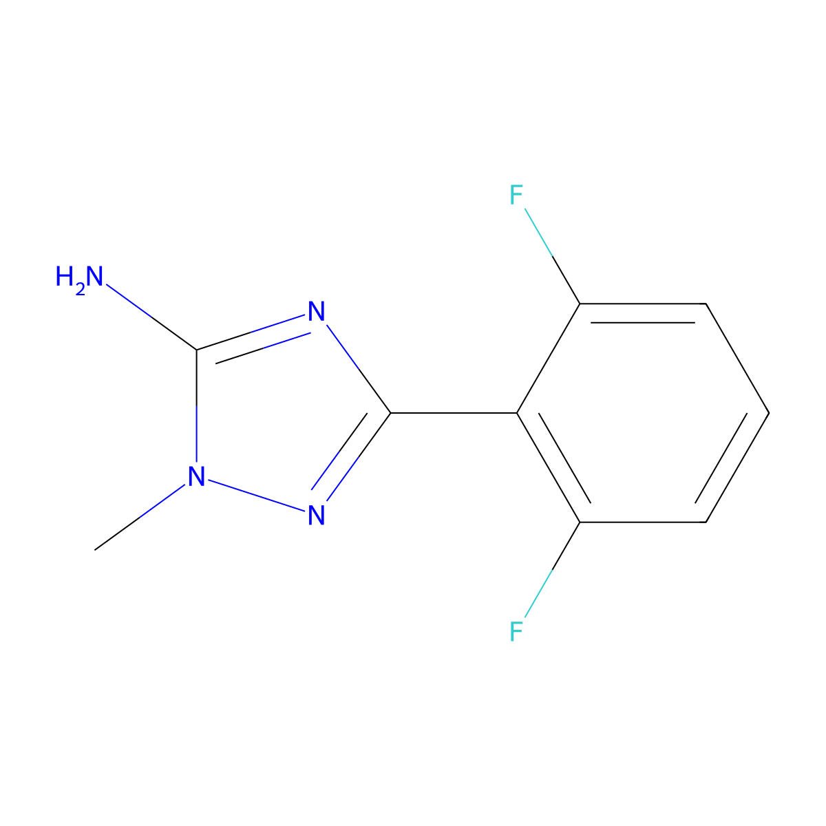 3-(2,6-difluorophenyl)-1-methyl-1H-1,2,4-triazol-5-amine molecular structure, CAS 1565998-64-2