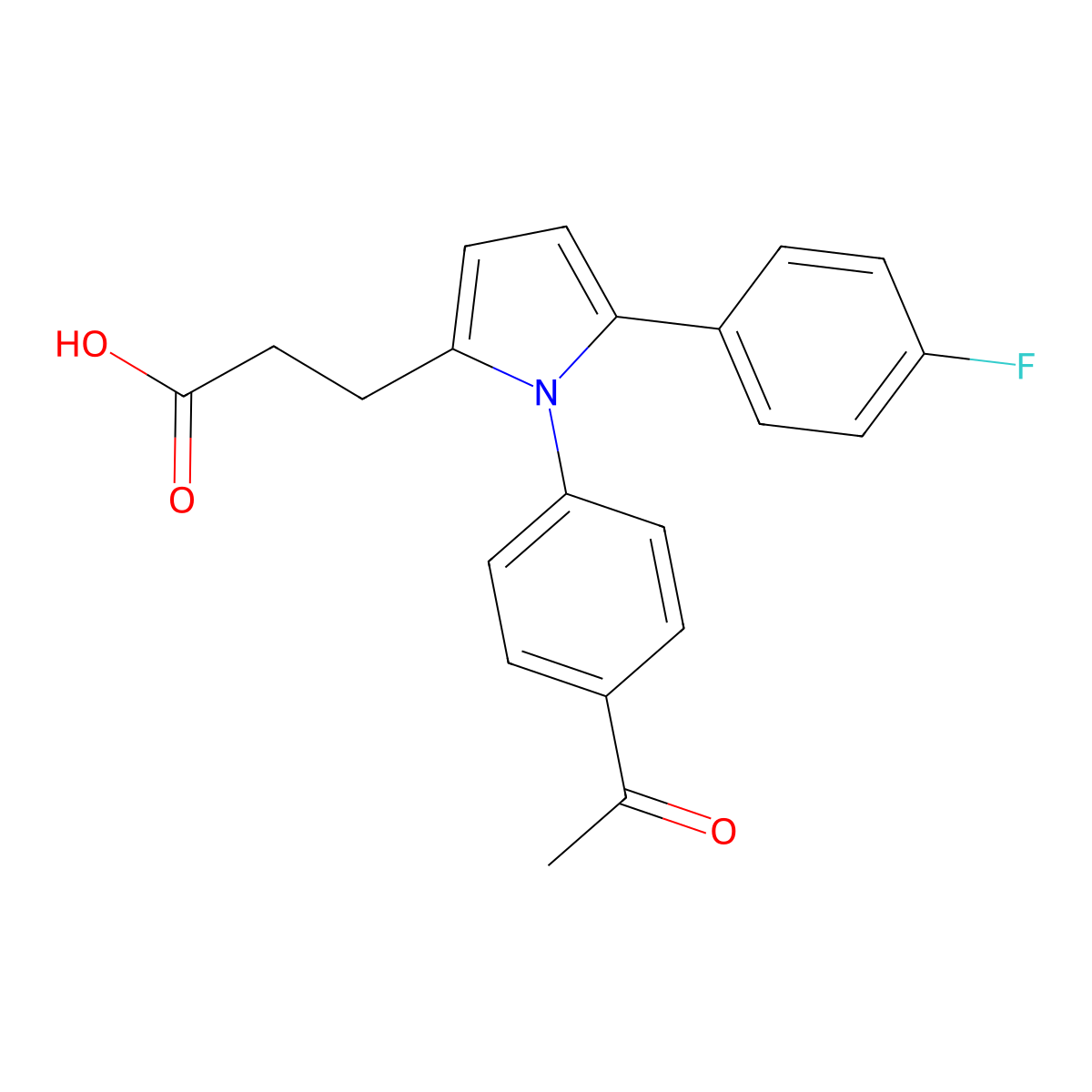 3-[1-(4-acetylphenyl)-5-(4-fluorophenyl)-1H-pyrrol-2-yl]propanoic acid molecular structure, CAS 1566-11-6