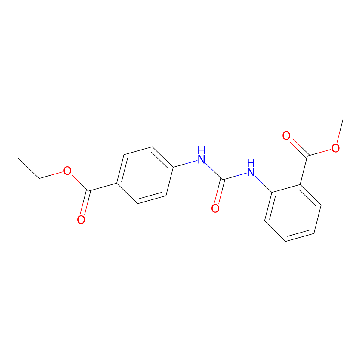 Methyl 2-[(4-ethoxycarbonylphenyl)carbamoylamino]benzoate molecular structure, CAS 1566-97-8