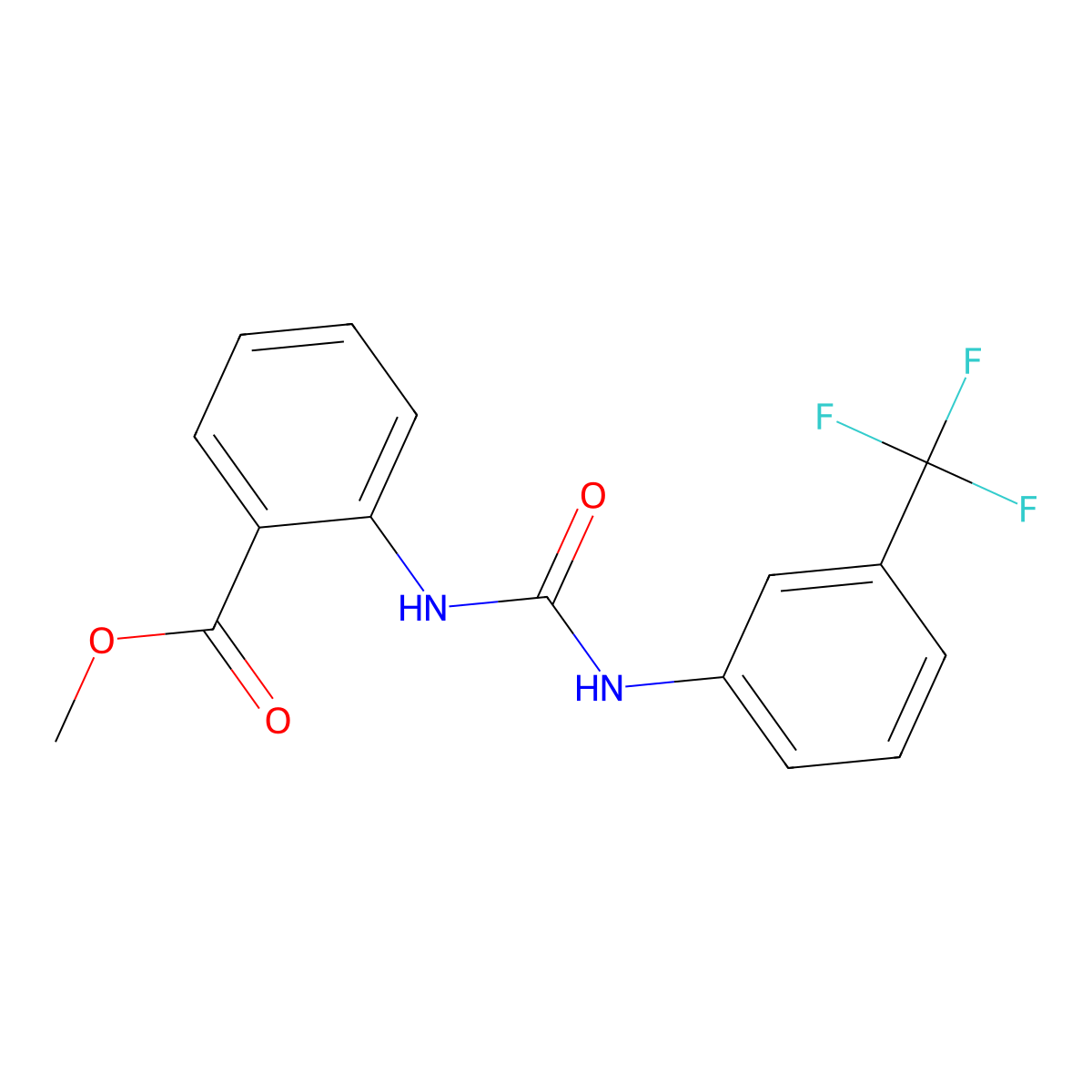 Methyl 2-[[3-(trifluoromethyl)phenyl]carbamoylamino]benzoate molecular structure, CAS 1566-98-9