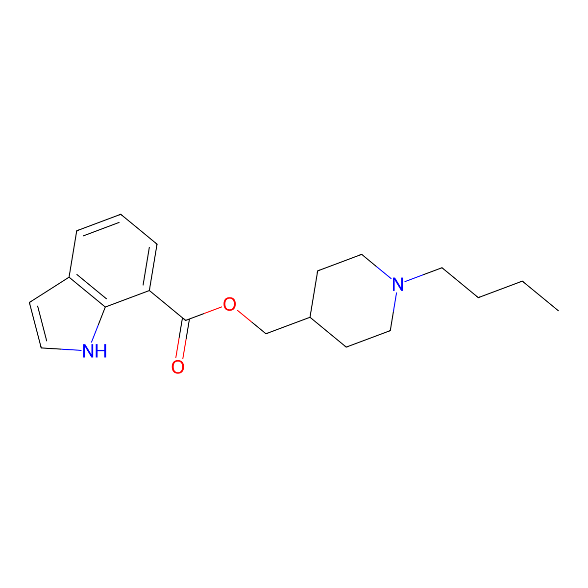 (1-butylpiperidin-4-yl)methyl 1H-indole-7-carboxylate molecular structure, CAS 156600-98-5