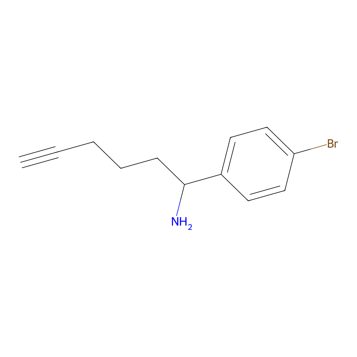 1-(4-Bromophenyl)hex-5-yn-1-amine molecular structure, CAS 1566008-77-2