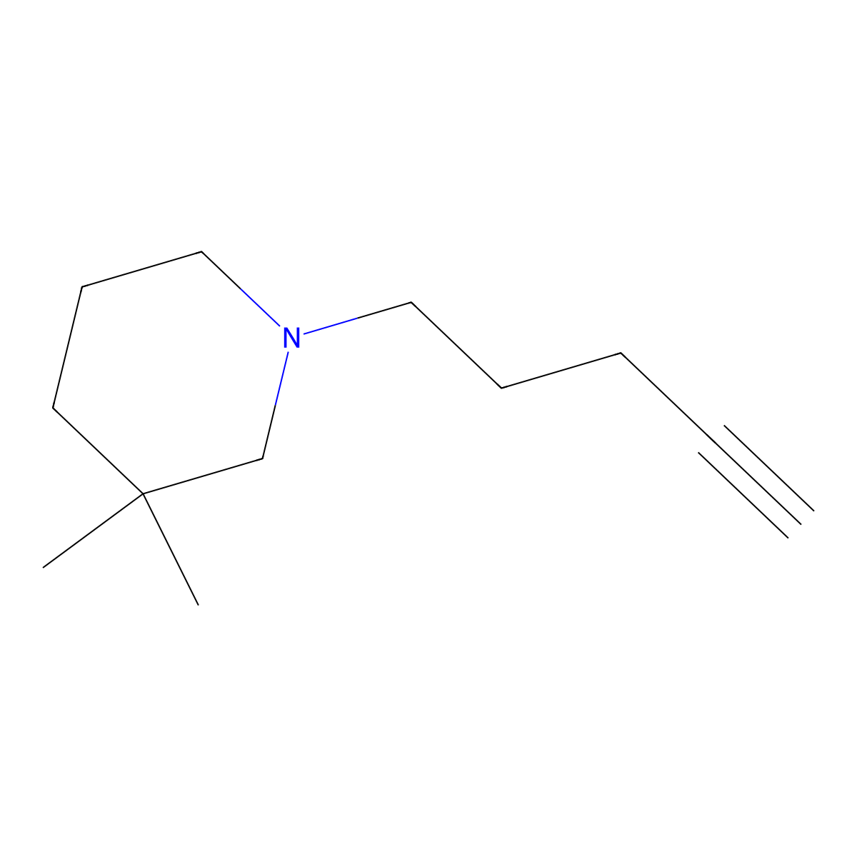 3,3-Dimethyl-1-(pent-4-yn-1-yl)piperidine molecular structure, CAS 1566009-79-7