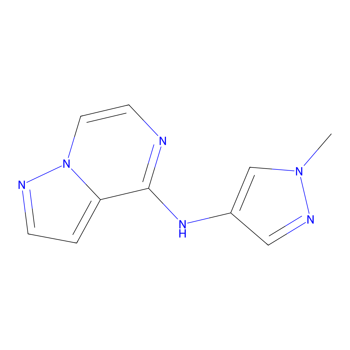 1-methyl-N-{pyrazolo[1,5-a]pyrazin-4-yl}-1H-pyrazol-4-amine molecular structure, CAS 1566012-56-3