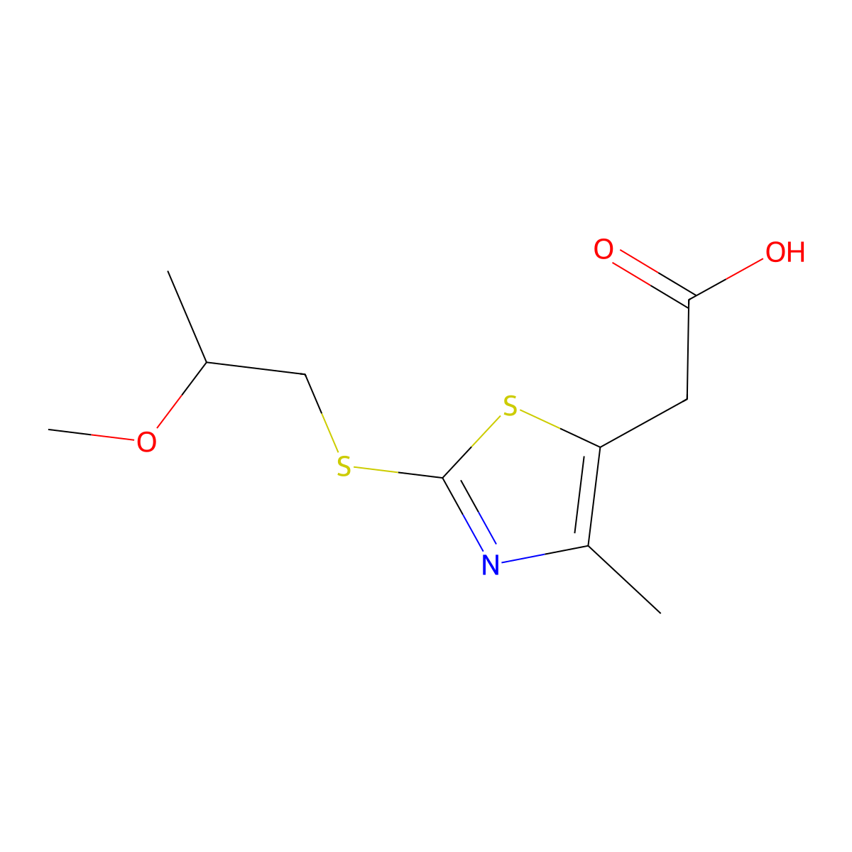 2-{2-[(2-Methoxypropyl)sulfanyl]-4-methyl-1,3-thiazol-5-yl}acetic acid molecular structure, CAS 1566014-89-8