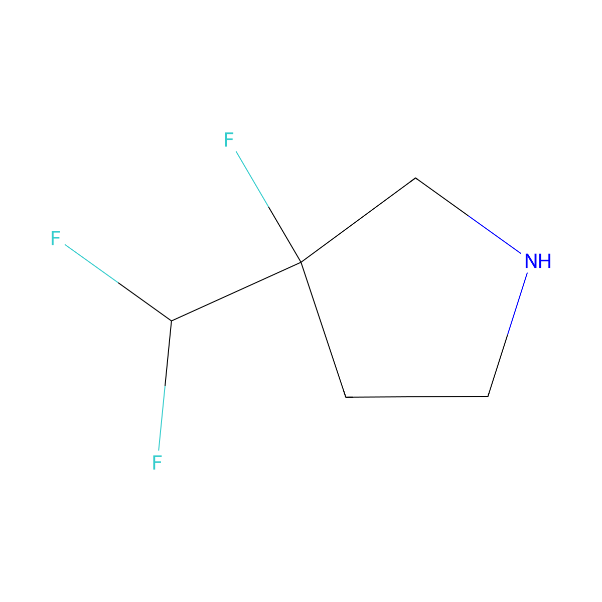 3-(Difluoromethyl)-3-fluoropyrrolidine molecular structure, CAS 1566021-07-5