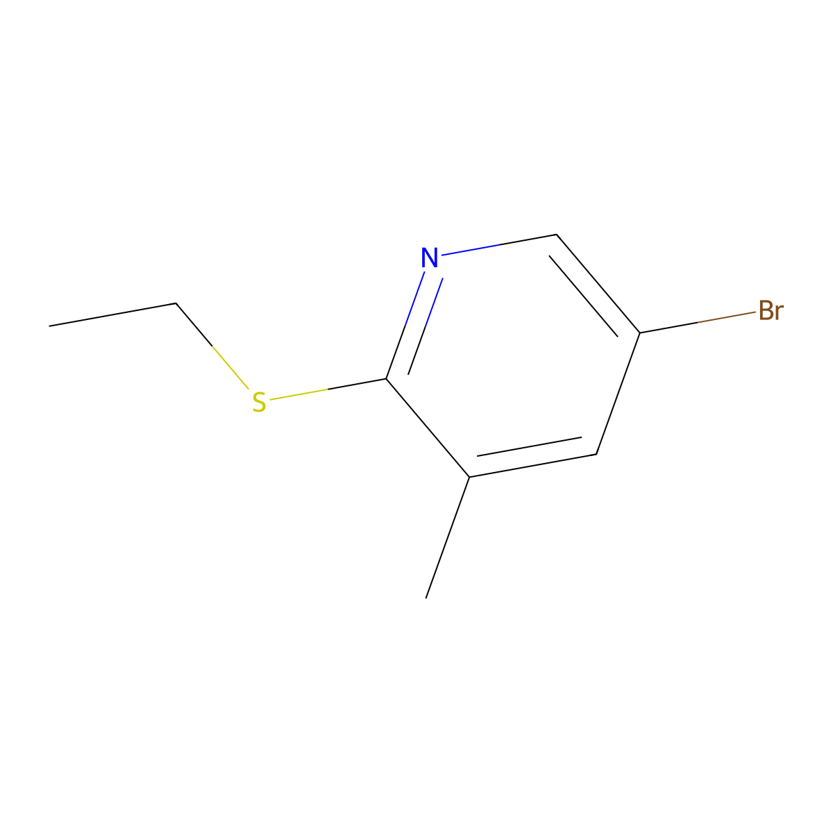 5-Bromo-2-(ethylthio)-3-methylpyridine molecular structure, CAS 1566054-37-2