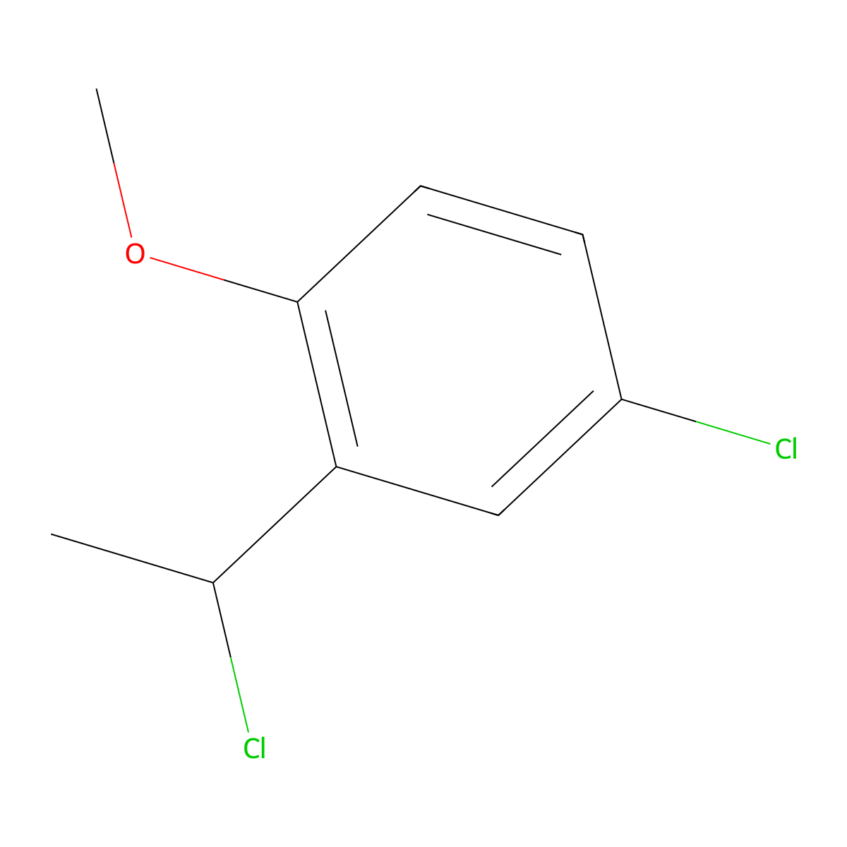 4-Chloro-2-(1-chloroethyl)-1-methoxybenzene molecular structure, CAS 1566054-83-8