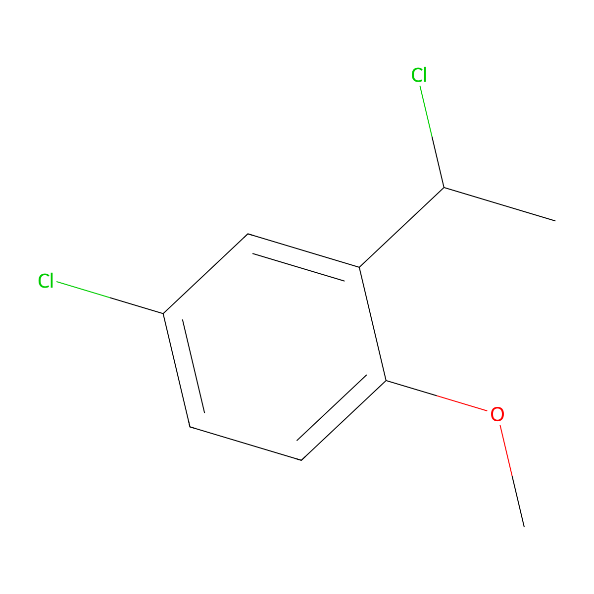 4-Chloro-2-(1-chloroethyl)-1-methoxybenzene molecular structure, CAS 1566054-83-8