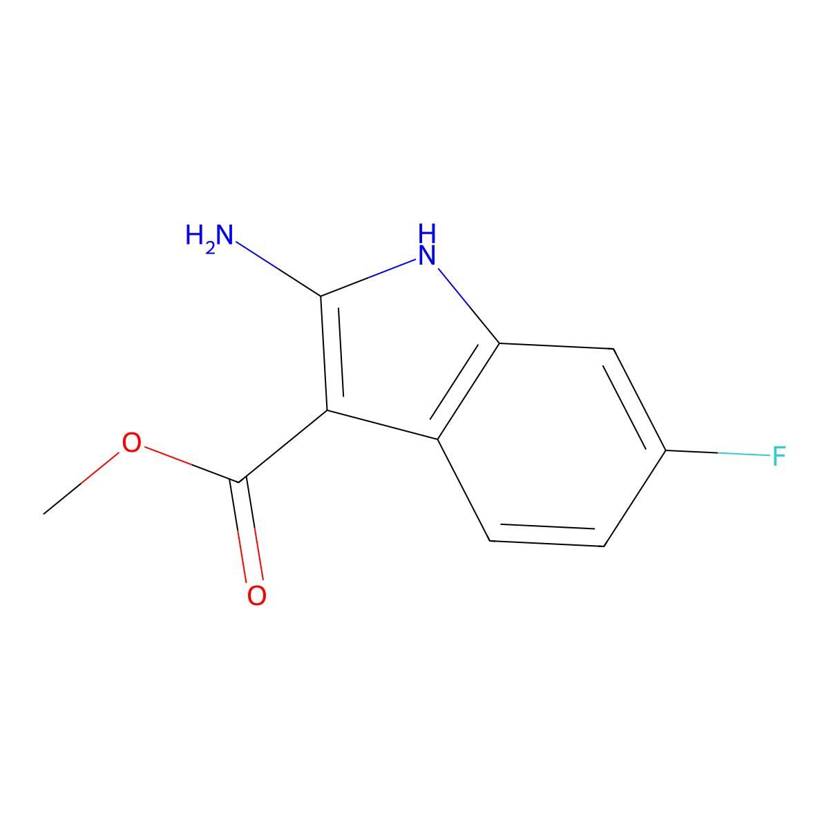 methyl 2-amino-6-fluoro-1H-indole-3-carboxylate molecular structure, CAS 1566059-71-9