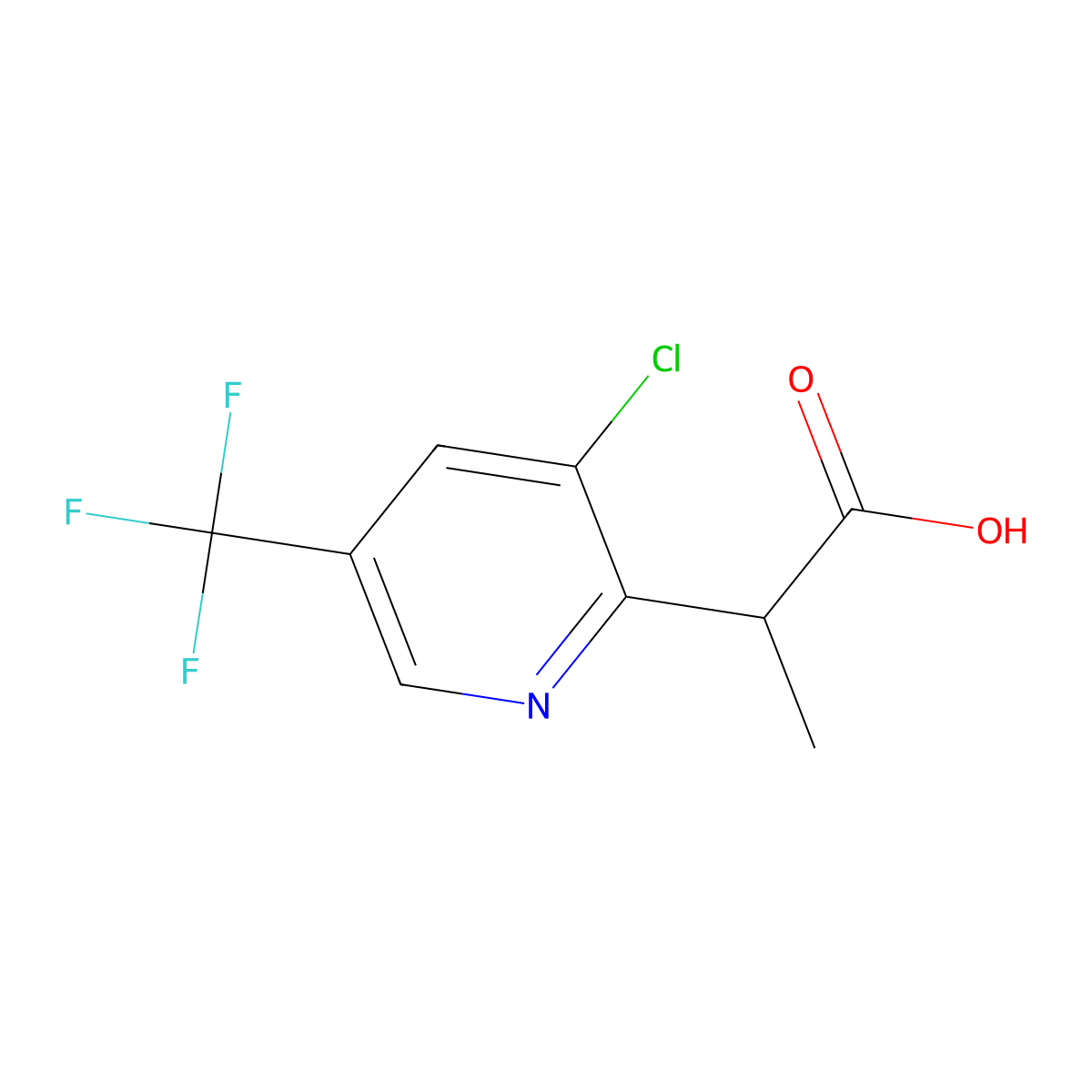 2-[3-Chloro-5-(trifluoromethyl)pyridin-2-yl]propionic acid molecular structure, CAS 1566079-39-7