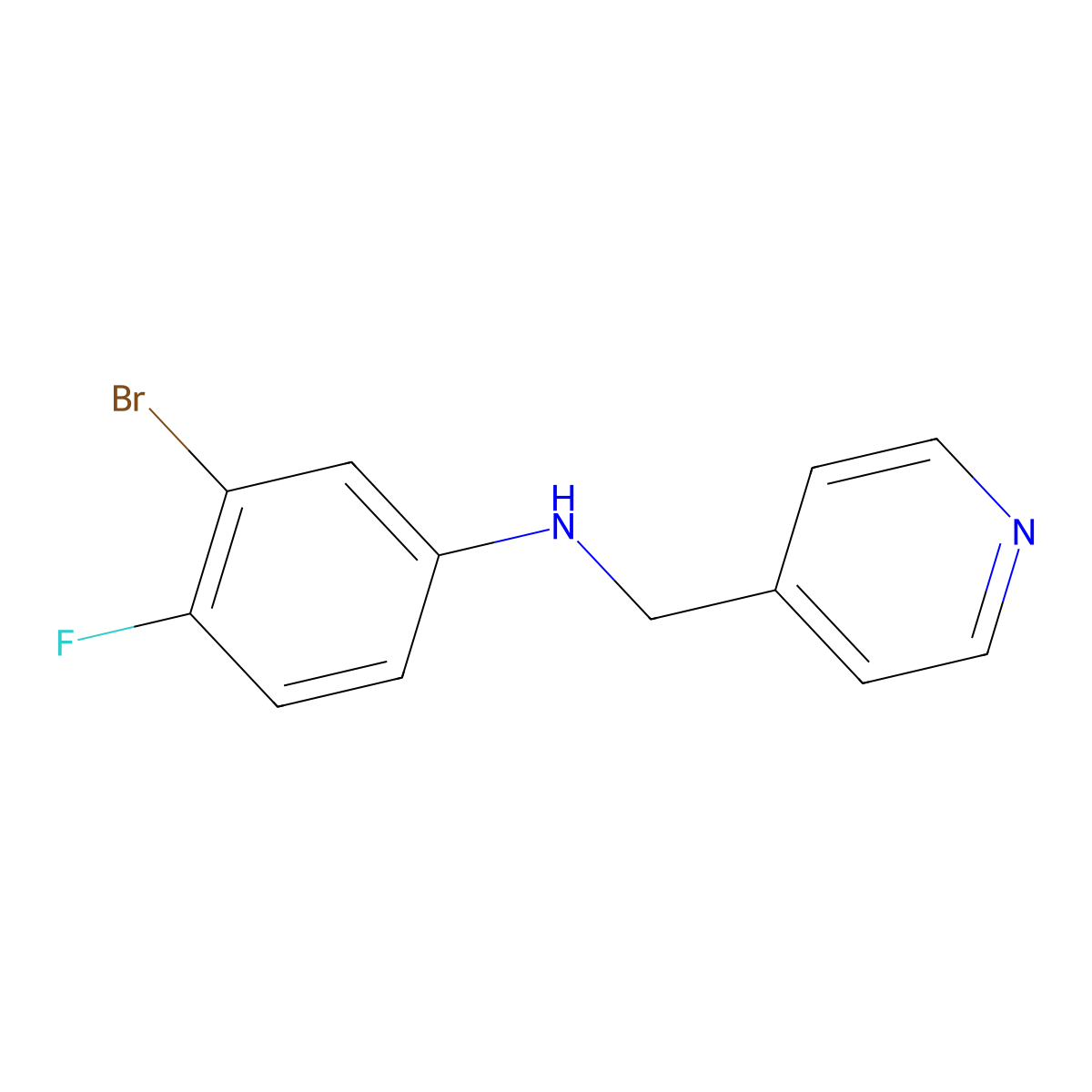 3-bromo-4-fluoro-N-[(pyridin-4-yl)methyl]aniline molecular structure, CAS 1566092-88-3