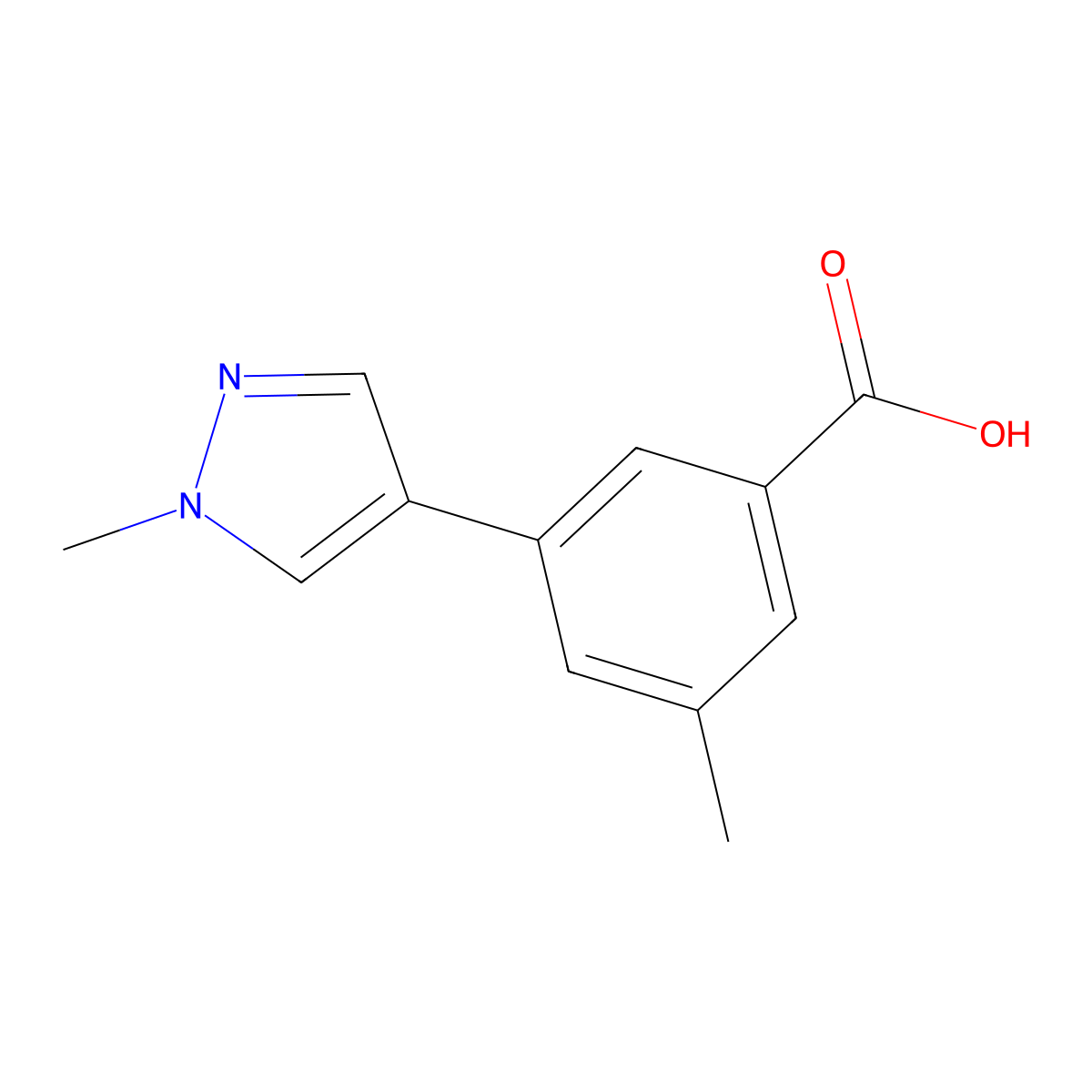 3-Methyl-5-(1-methyl-1H-pyrazol-4-yl)benzoic acid molecular structure, CAS 1566098-04-1
