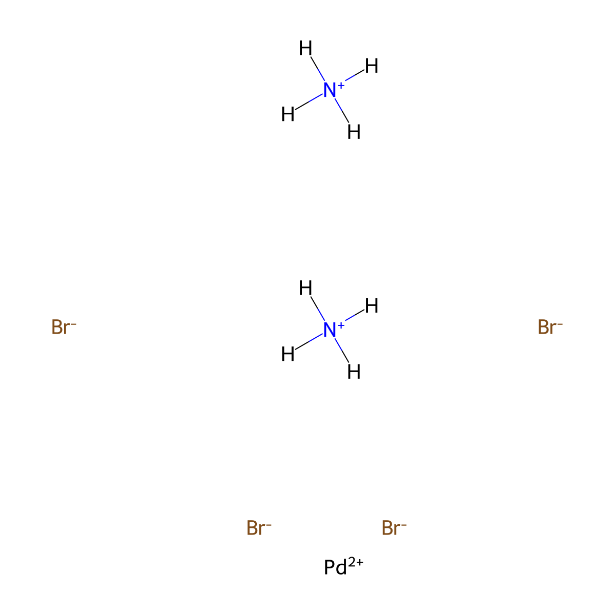 Palladate(2-), tetrabromo-, ammonium (1:2), (SP-4-1)- molecular structure, CAS 15661-00-4
