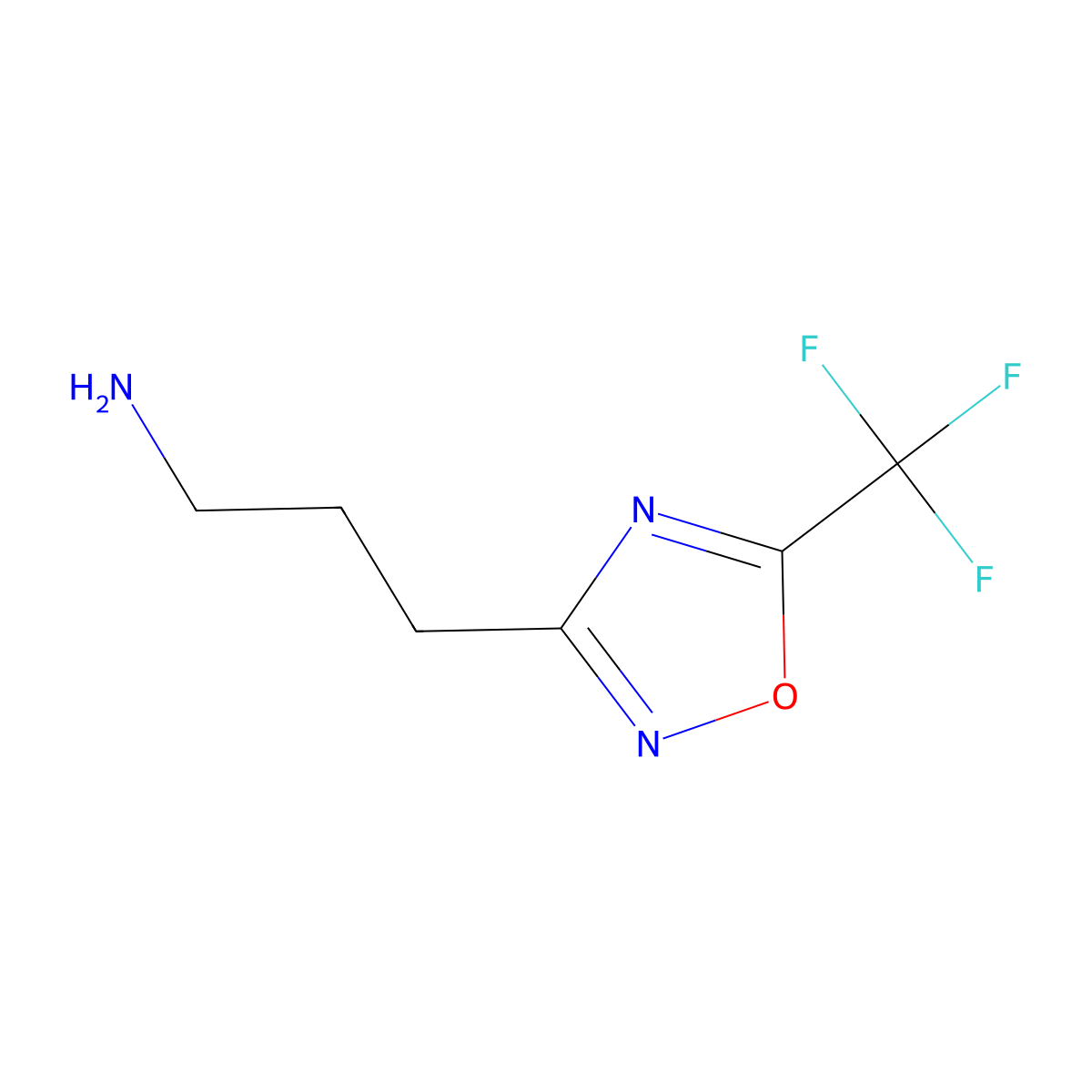 3-[5-(Trifluoromethyl)-1,2,4-oxadiazol-3-yl]propan-1-amine molecular structure, CAS 1566104-44-6