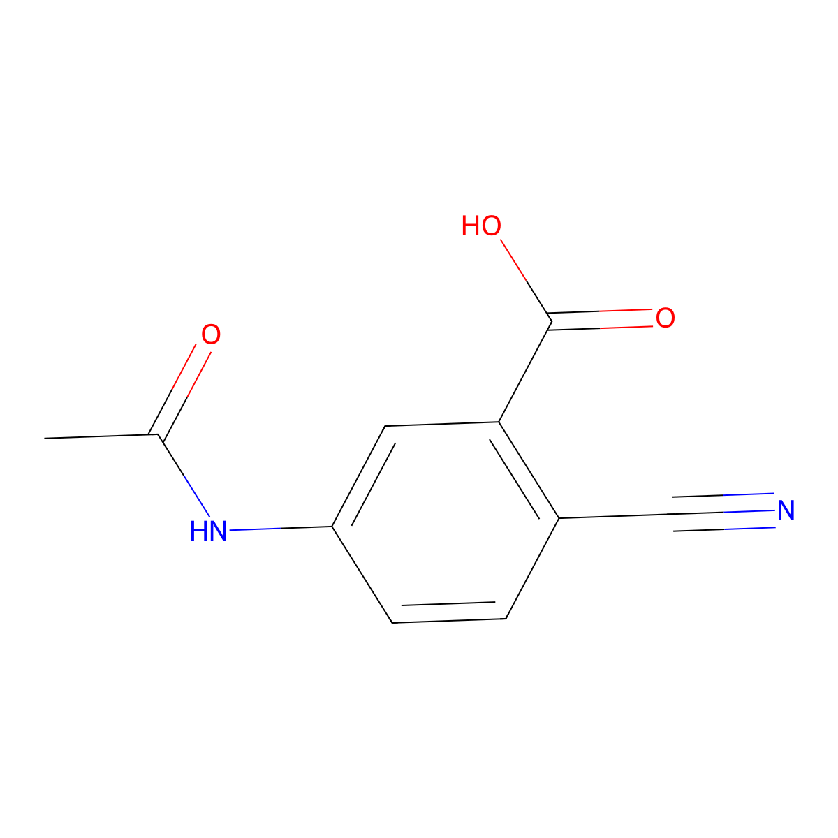2-Cyano-5-acetamidobenzoic acid molecular structure, CAS 1566139-39-6