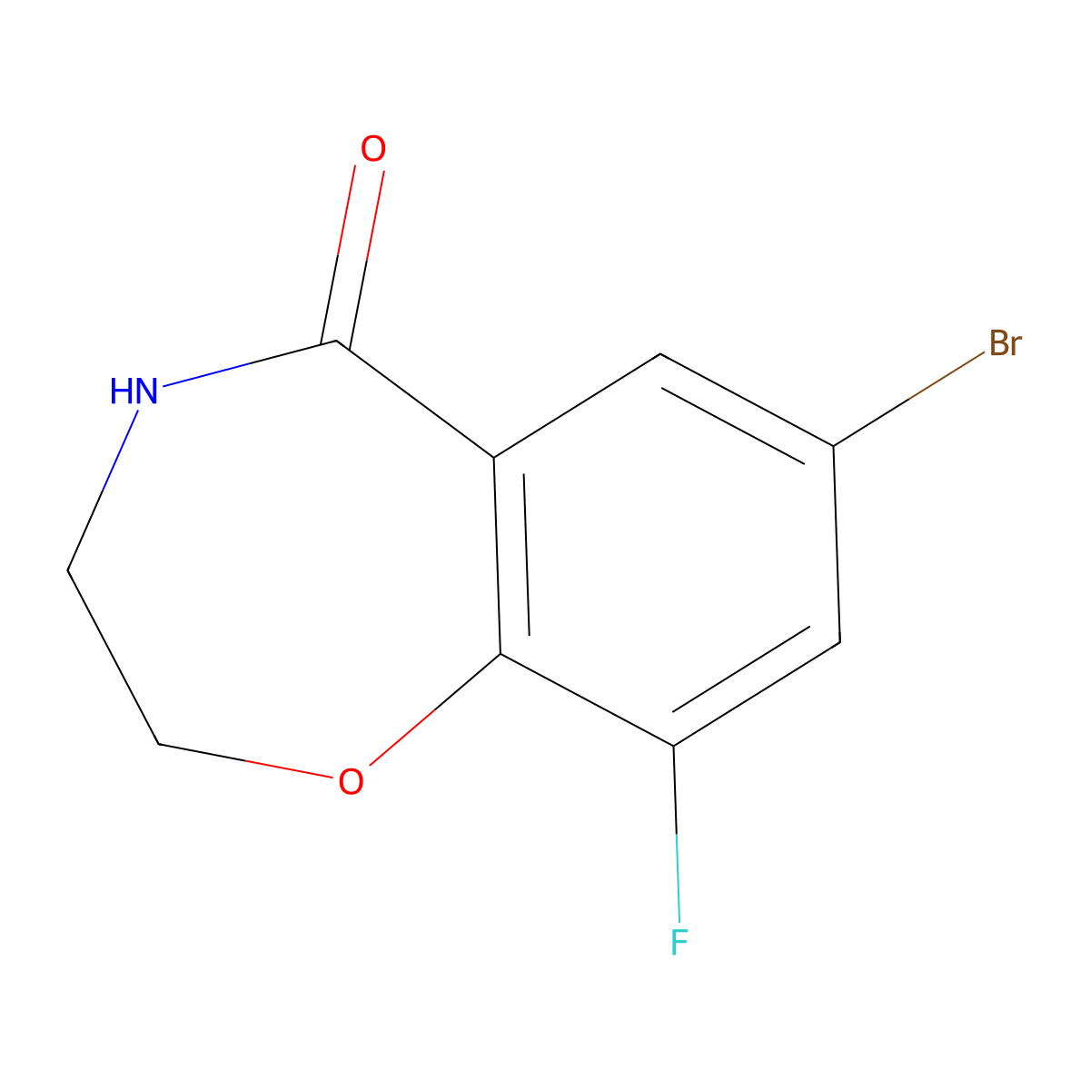 7-Bromo-9-fluoro-2,3,4,5-tetrahydro-1,4-benzoxazepin-5-one molecular structure, CAS 1566149-13-0