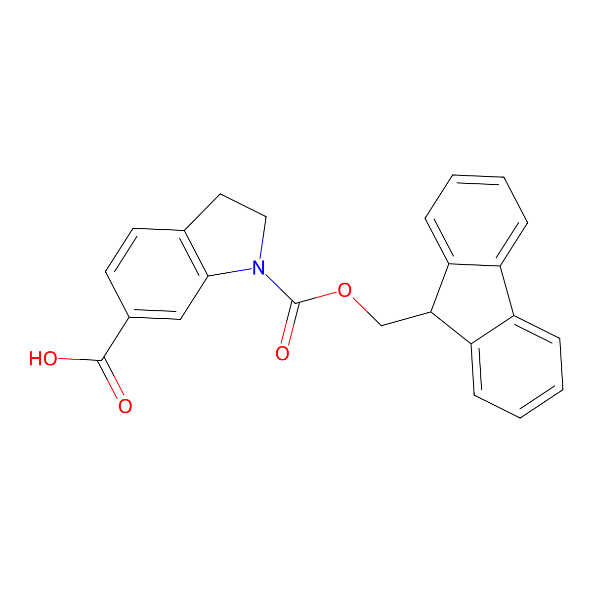 1-{[(9H-fluoren-9-yl)methoxy]carbonyl}-2,3-dihydro-1H-indole-6-carboxylic acid molecular structure, CAS 1566149-63-0
