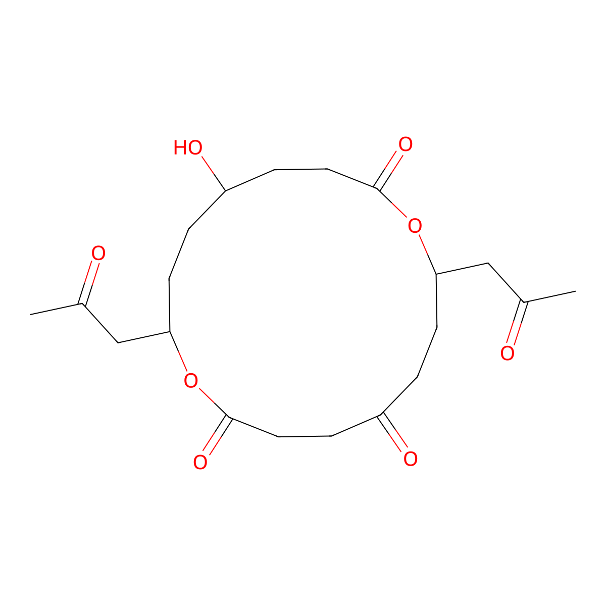 13-Hydroxy-8,16-bis(2-oxopropyl)-1,9-dioxacyclohexadecane-2,5,10-trione molecular structure, CAS 156619-66-8