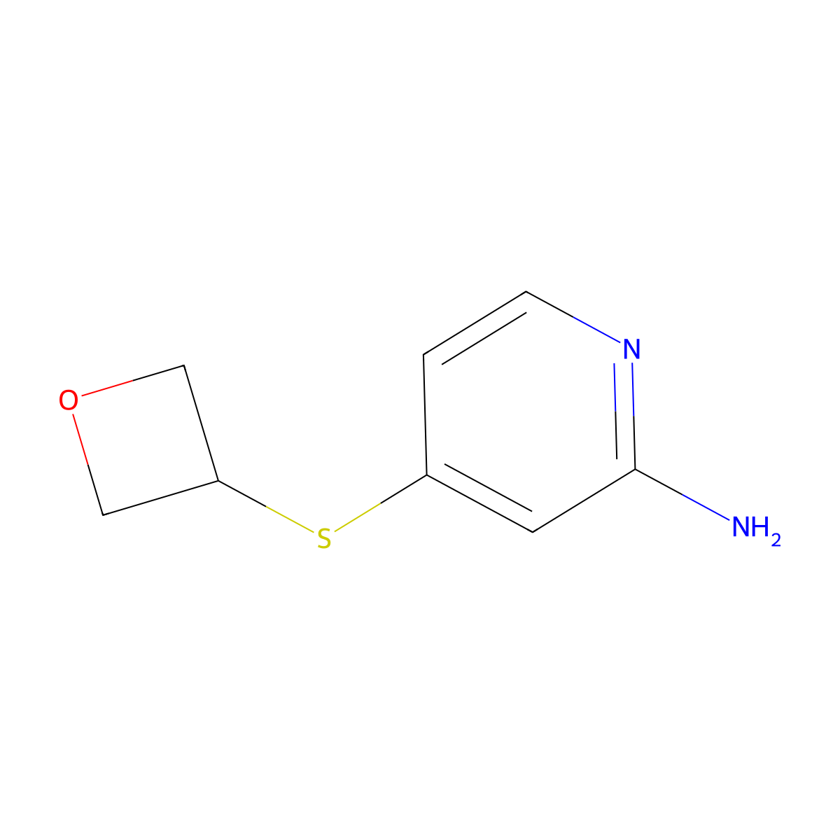 4-(Oxetan-3-ylsulfanyl)pyridin-2-amine molecular structure, CAS 1566191-25-0