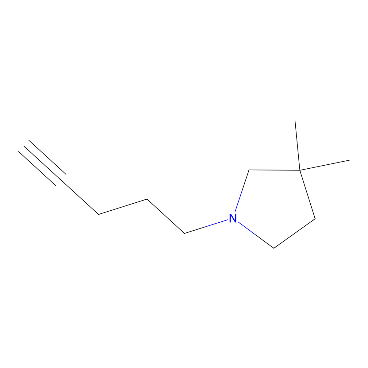 3,3-Dimethyl-1-(pent-4-yn-1-yl)pyrrolidine molecular structure, CAS 1566203-31-3