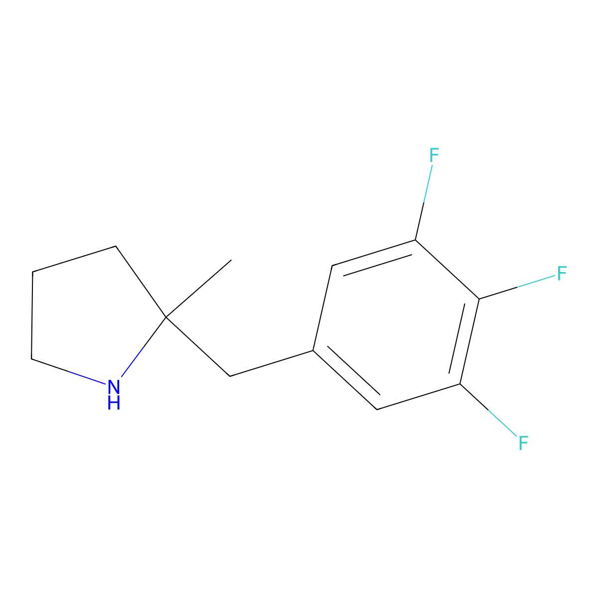 2-Methyl-2-[(3,4,5-trifluorophenyl)methyl]pyrrolidine molecular structure, CAS 1566203-58-4