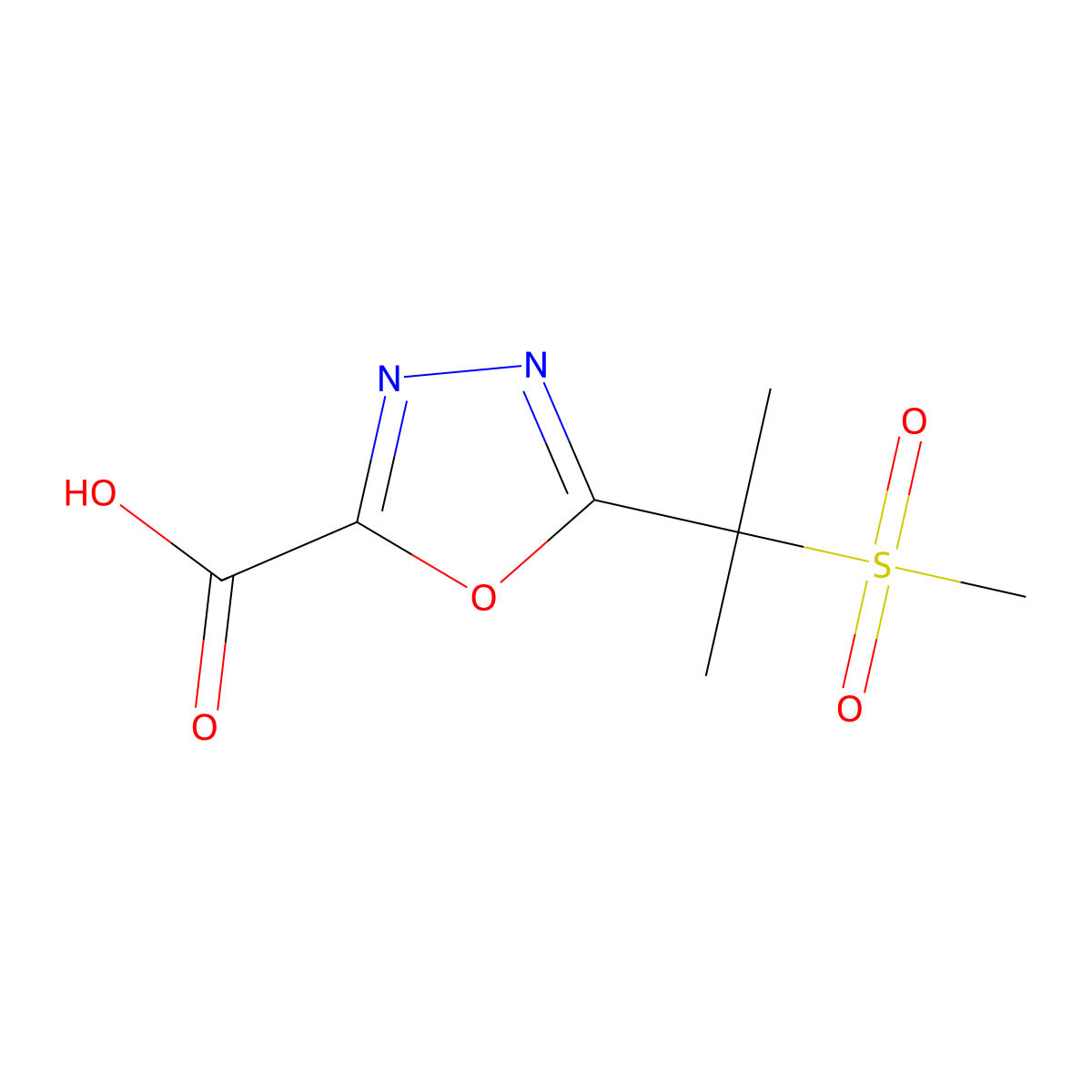 5-(2-Methanesulfonylpropan-2-yl)-1,3,4-oxadiazole-2-carboxylic acid molecular structure, CAS 1566217-79-5
