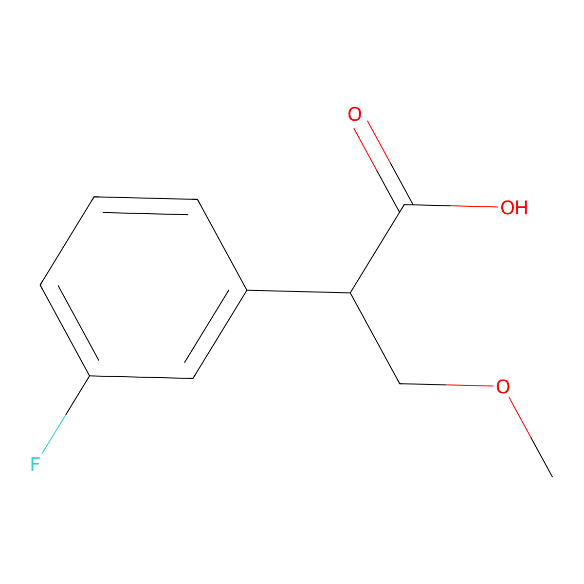2-(3-Fluorophenyl)-3-methoxypropanoic acid molecular structure, CAS 1566218-76-5