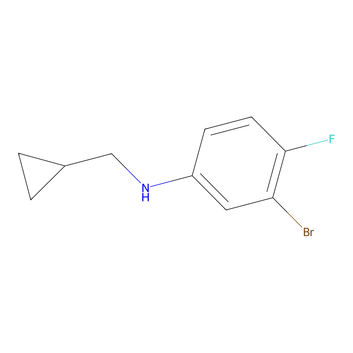 3-bromo-N-(cyclopropylmethyl)-4-fluoroaniline molecular structure, CAS 1566219-42-8