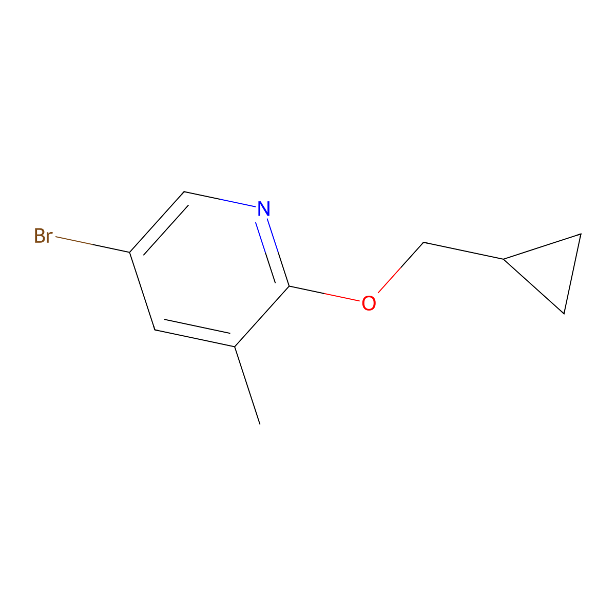 5-Bromo-2-(cyclopropylmethoxy)-3-methylpyridine molecular structure, CAS 1566224-20-1