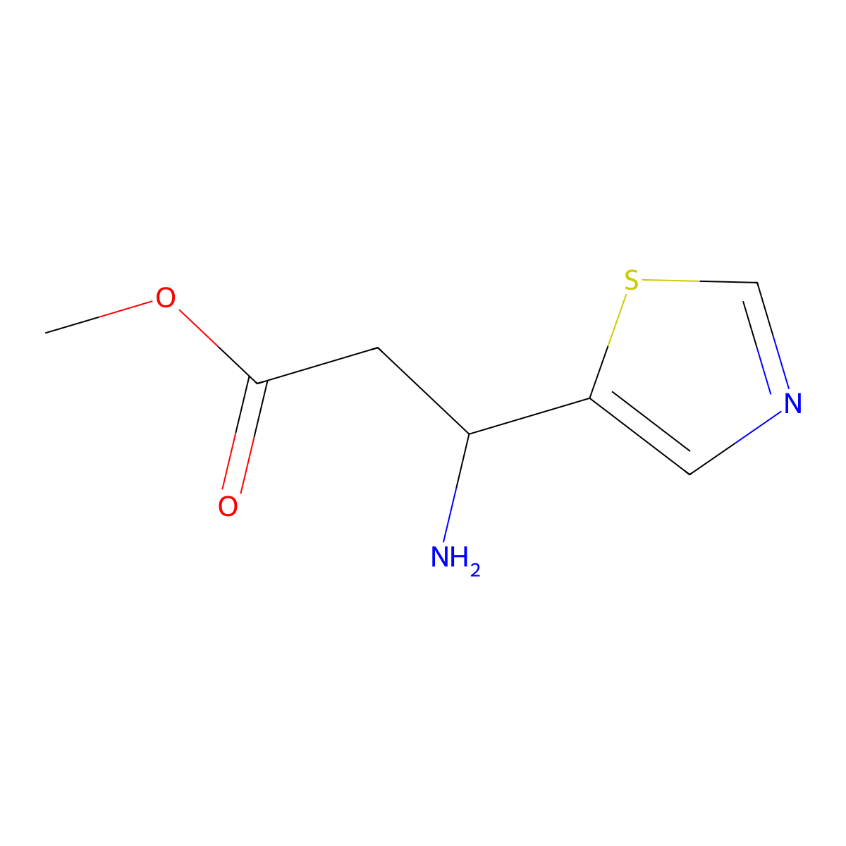 Methyl 3-amino-3-(1,3-thiazol-5-yl)propanoate molecular structure, CAS 1566228-59-8