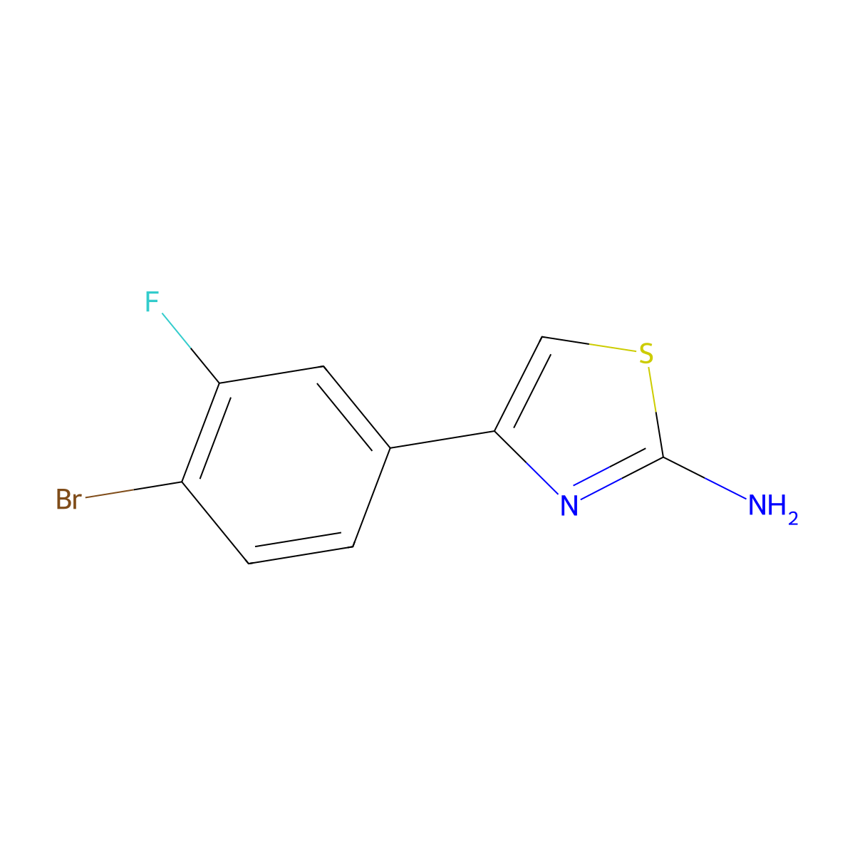 4-(4-Bromo-3-fluorophenyl)-1,3-thiazol-2-amine molecular structure, CAS 1566231-20-6