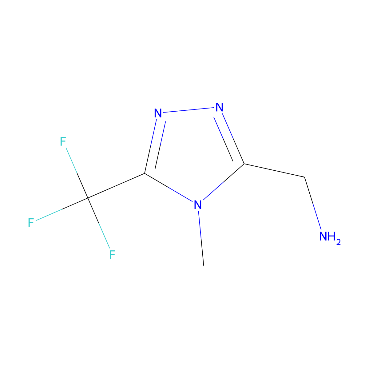 1-[4-methyl-5-(trifluoromethyl)-4H-1,2,4-triazol-3-yl]methanamine molecular structure, CAS 1566249-76-0