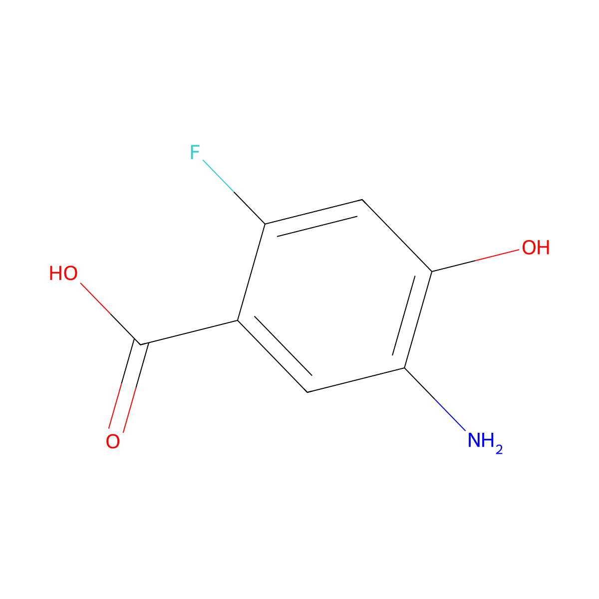 5-Amino-2-fluoro-4-hydroxybenzoic acid molecular structure, CAS 1566265-63-1