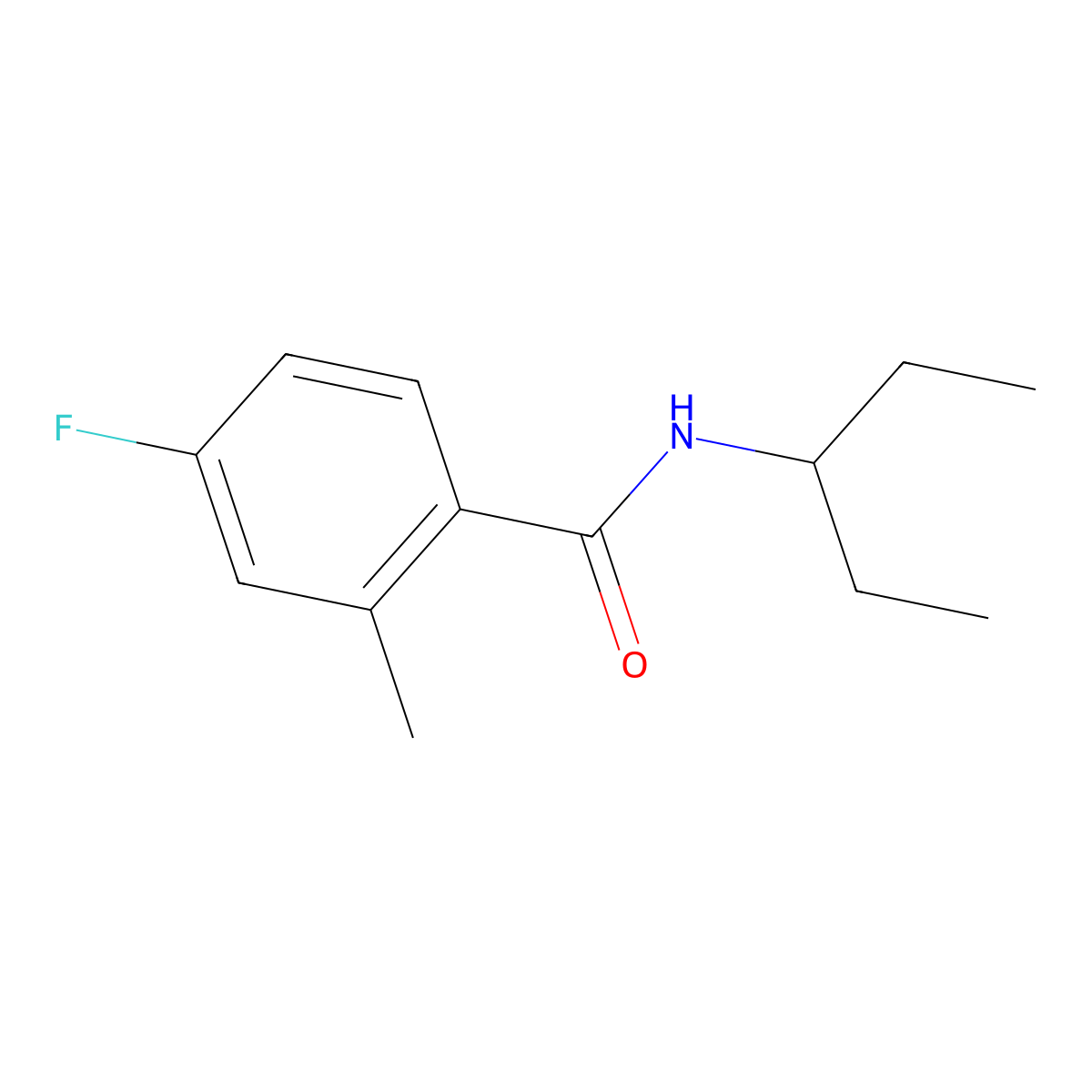 N-(1-Ethylpropyl)-4-fluoro-2-methylbenzamide molecular structure, CAS 1566277-09-5