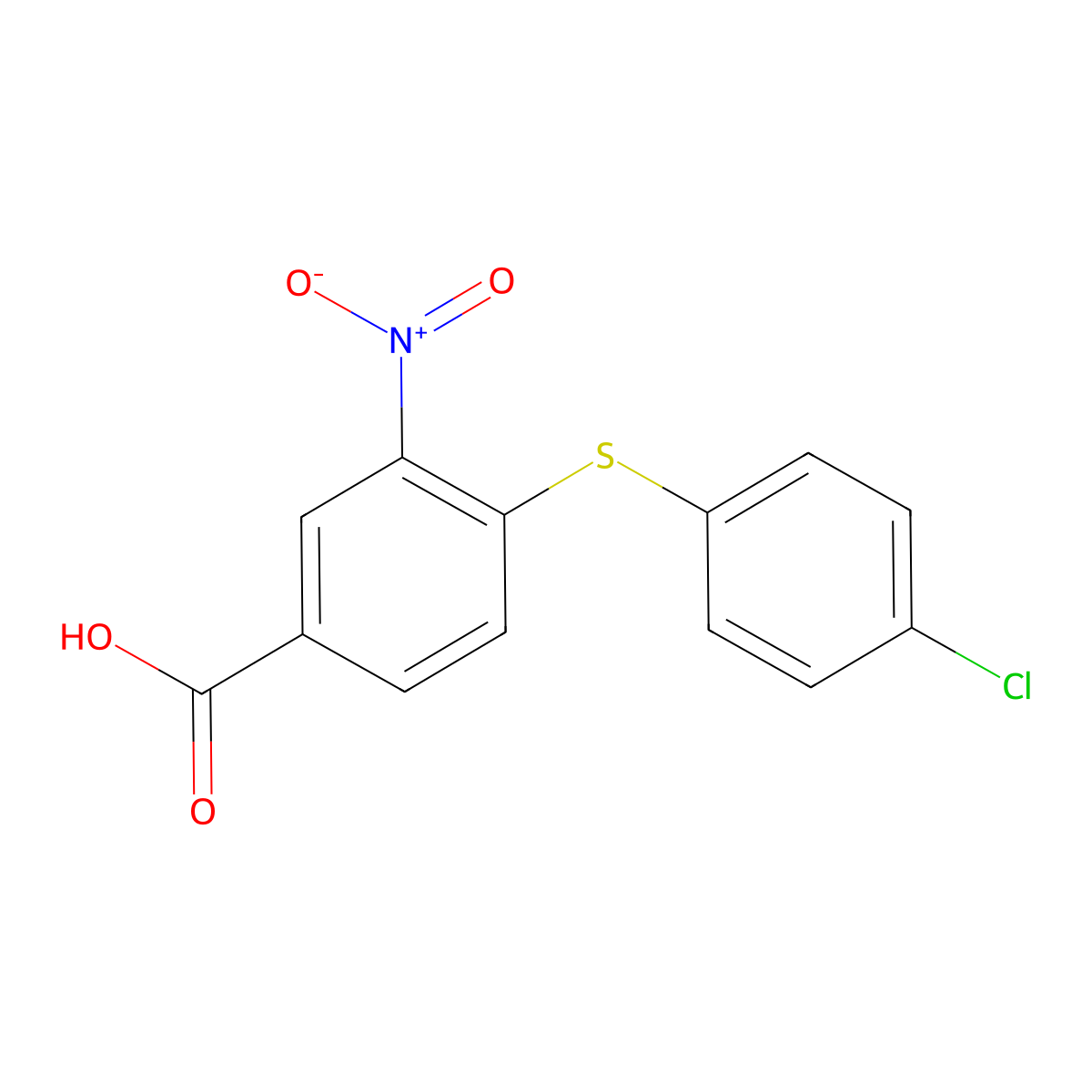 4-[(4-Chlorophenyl)thio]-3-nitrobenzoic acid molecular structure, CAS 156629-59-3