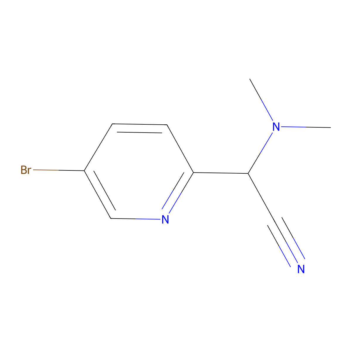 2-(5-Bromopyridin-2-yl)-2-(dimethylamino)acetonitrile molecular structure, CAS 1566302-07-5
