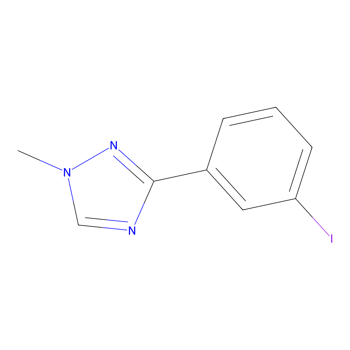 3-(3-iodophenyl)-1-methyl-1H-1,2,4-triazole molecular structure, CAS 1566309-87-2