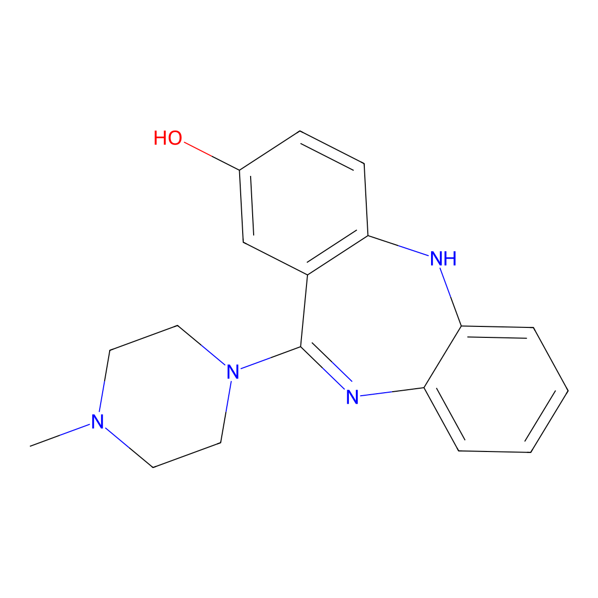 11-(4-Methyl-piperazin-1-yl)-5H-dibenzo[b,e][1,4]diazepin-2-ol molecular structure, CAS 156632-07-4
