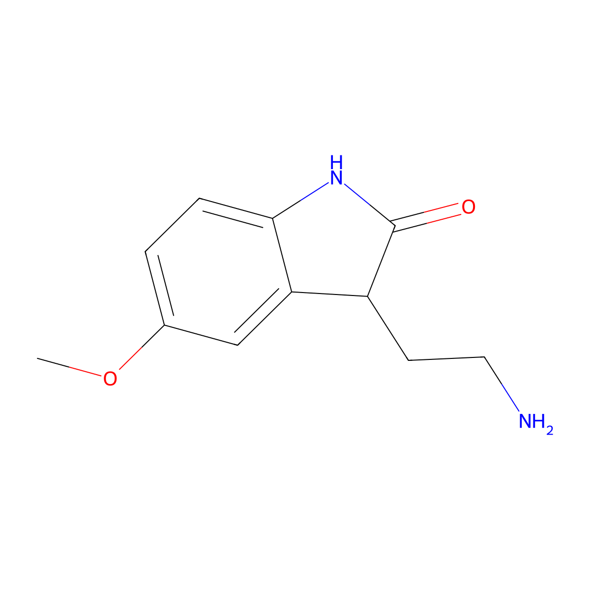 3-(2-aminoethyl)-5-methoxy-1,3-dihydro-2H-indol-2-one molecular structure, CAS 156632-38-1