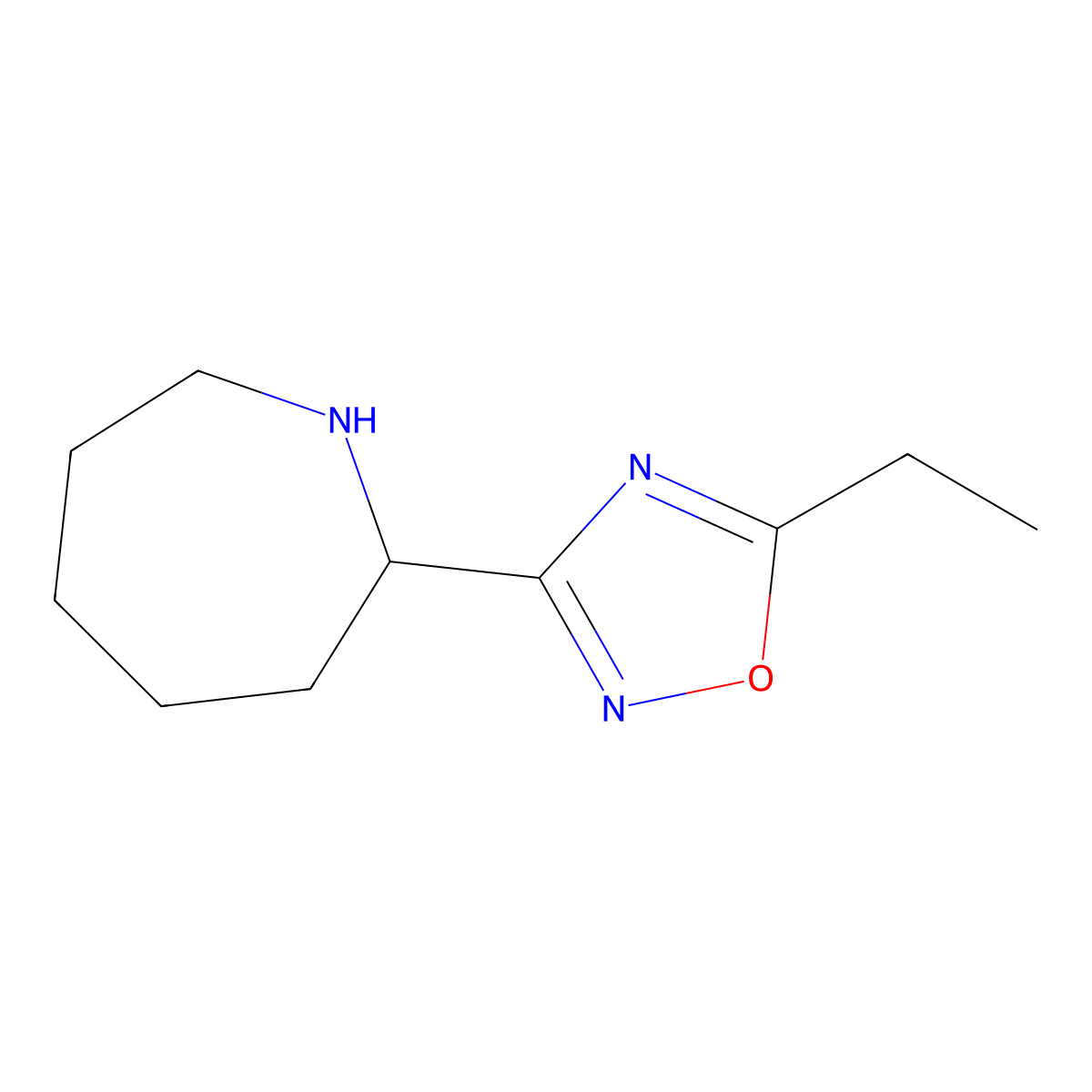3-(Azepan-2-yl)-5-ethyl-1,2,4-oxadiazole molecular structure, CAS 1566324-49-9