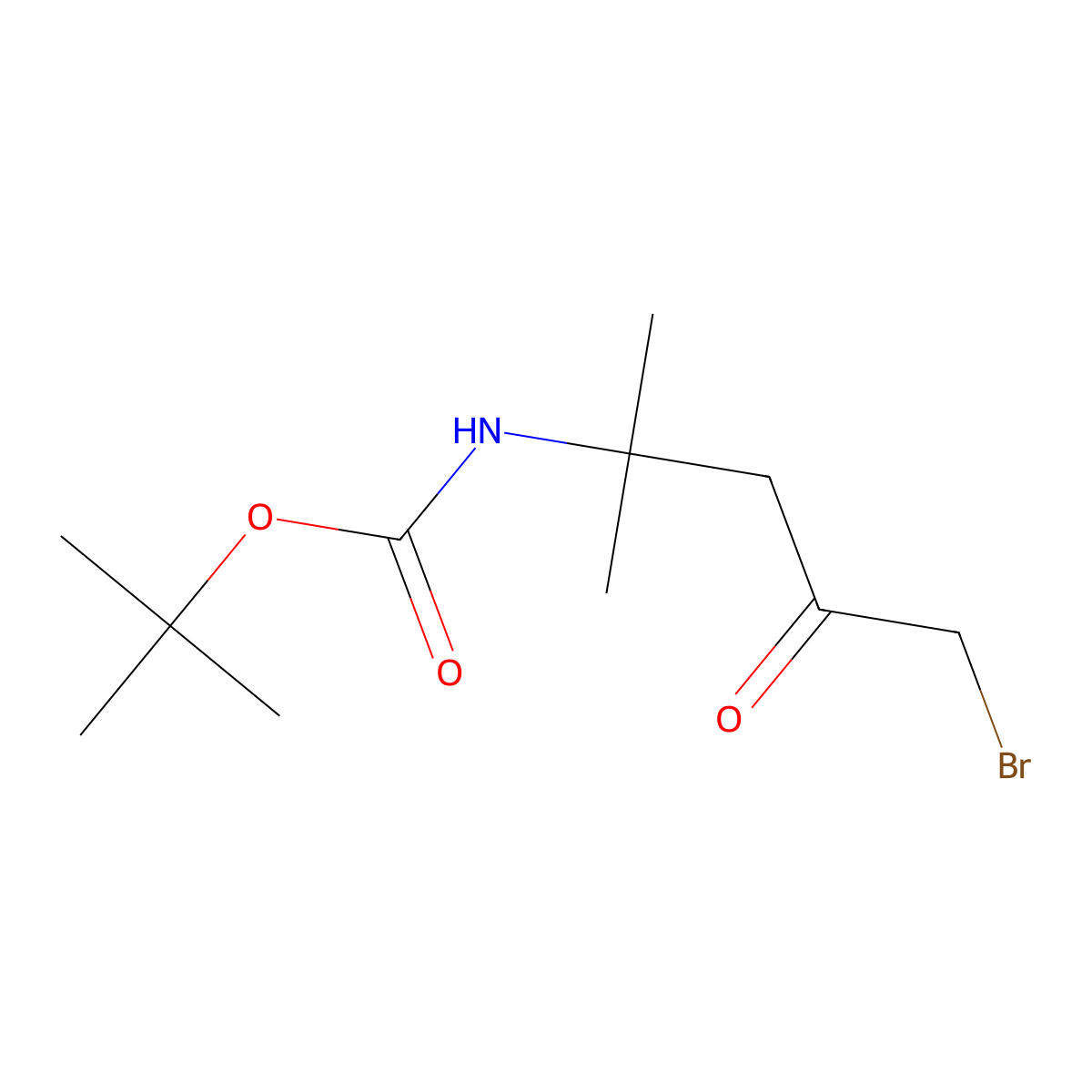 tert-butyl N-(5-bromo-2-methyl-4-oxopentan-2-yl)carbamate molecular structure, CAS 1566335-83-8