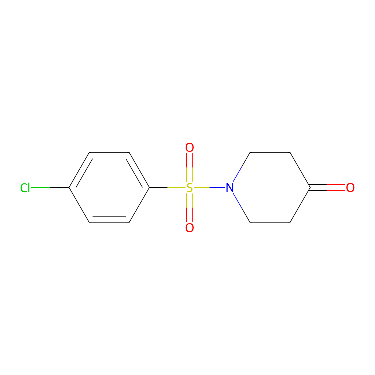 1-[(4-chlorophenyl)sulfonyl]tetrahydro-4(1H)-pyridinone molecular structure, CAS 156634-92-3