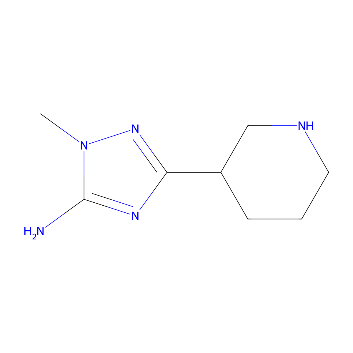 1-methyl-3-(piperidin-3-yl)-1H-1,2,4-triazol-5-amine molecular structure, CAS 1566340-74-6