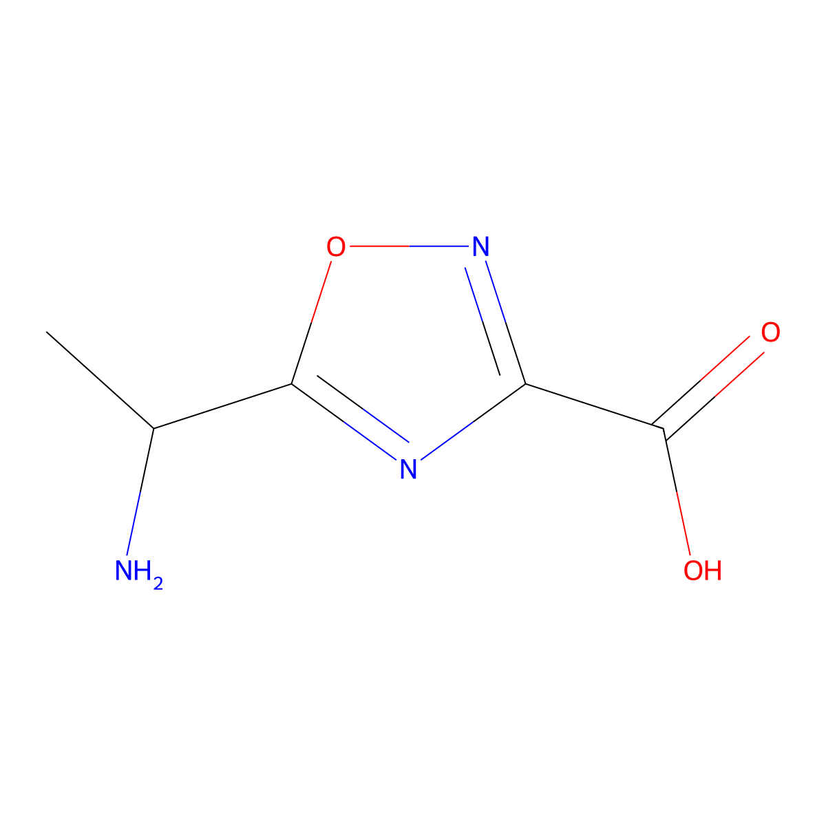 5-(1-Aminoethyl)-1,2,4-oxadiazole-3-carboxylic acid molecular structure, CAS 1566341-19-2
