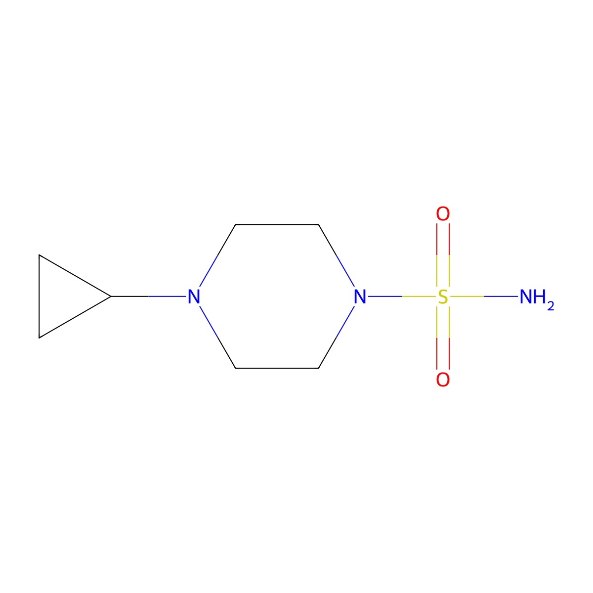 4-Cyclopropylpiperazine-1-sulfonamide molecular structure, CAS 1566343-97-2