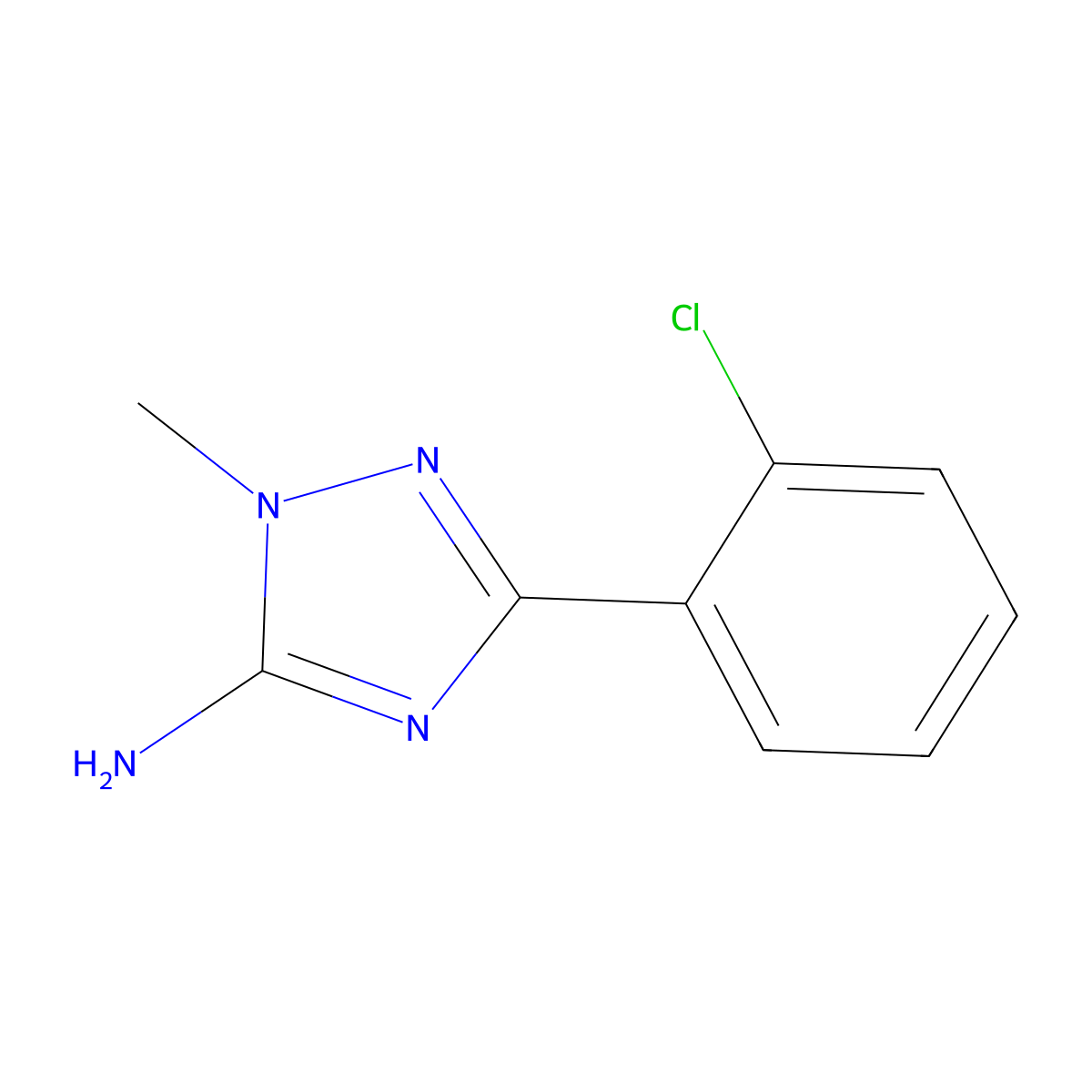 3-(2-chlorophenyl)-1-methyl-1H-1,2,4-triazol-5-amine molecular structure, CAS 1566351-63-0