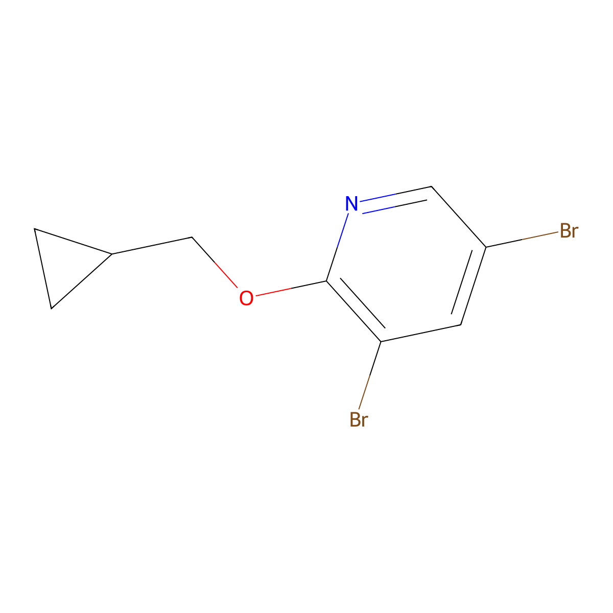 3,5-Dibromo-2-(cyclopropylmethoxy)pyridine molecular structure, CAS 1566376-30-4