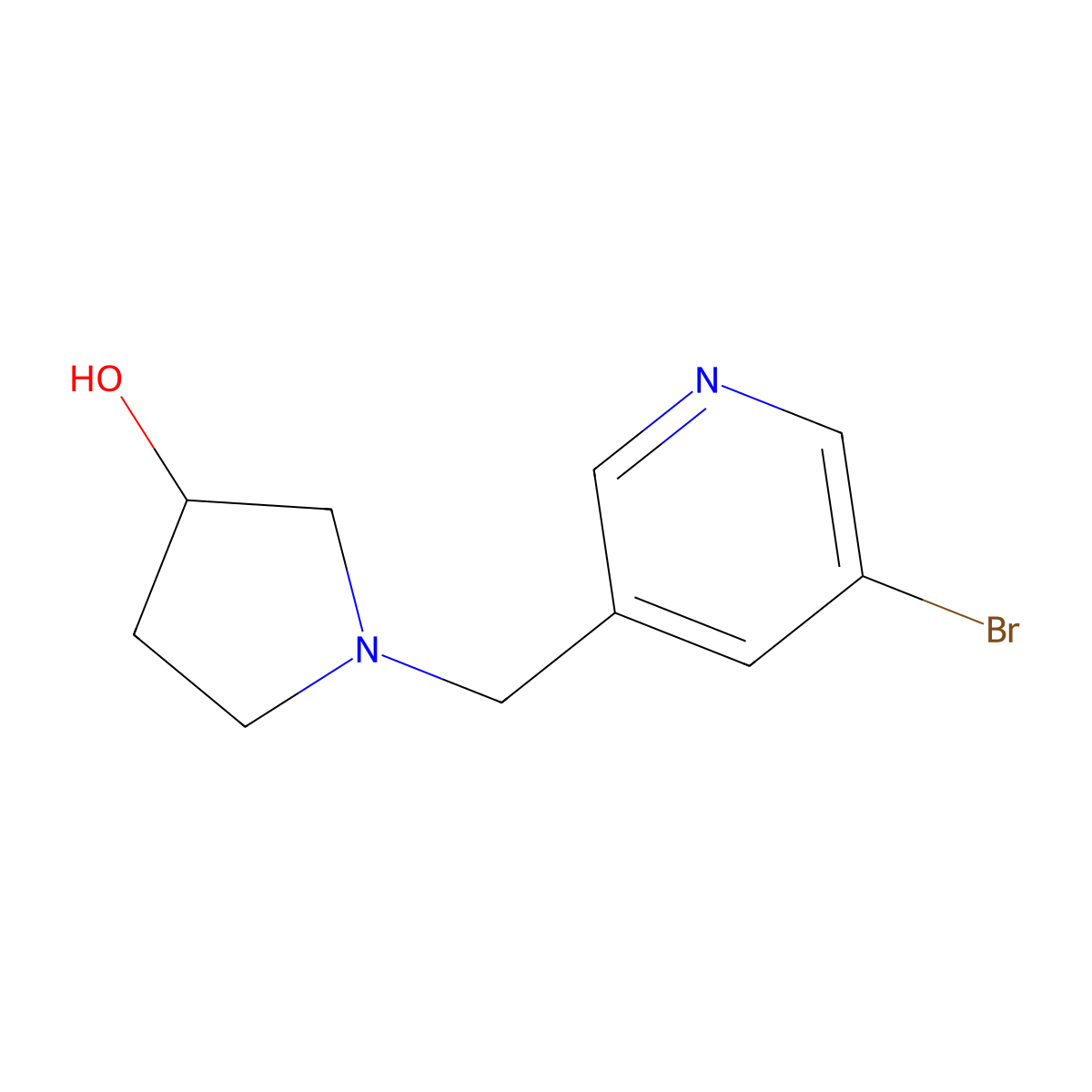 1-[(5-Bromopyridin-3-yl)methyl]pyrrolidin-3-ol molecular structure, CAS 1566377-59-0